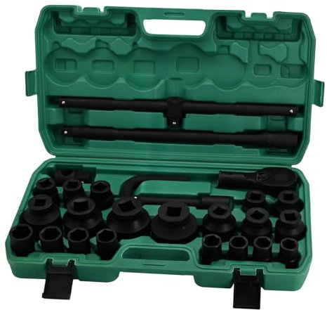 Dawot 26pcs 3/4 and 1“ Drive Impact Socket Set Mechanics Tools Kit Sockets Set(21-65mm), Drive Sizes with Plastic Toolbox