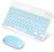 SOPPY Bluetooth Tastatur & Maus Set - Tragbare, Wiederaufladbare Mini-Tastatur - Kabellos, Kompatibel Mit Pad/Sam-Sung/IOS/Android/Windows - Deutsches QWERTZ Layout, Blau