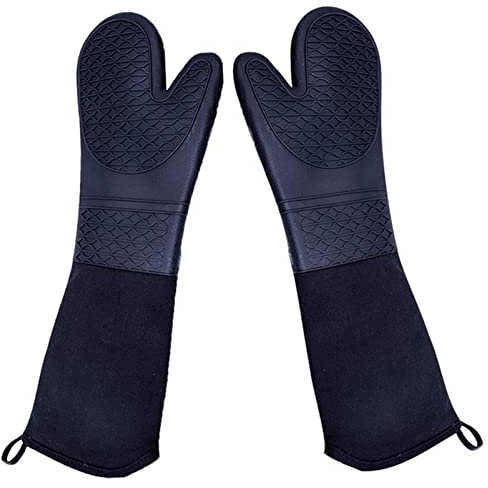 Guanti da forno Guanti da forno in silicone super lungo in silicone Guanti da forno commerciale Guanti da forno resistenti al calore Guanti BBQ, guanti da isolamento termico, Guanti da forno professio