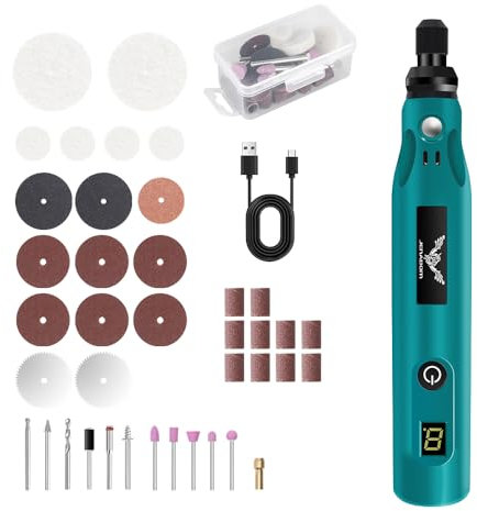 JENABOM Mini Cordless Rotary Tool, USB Charging, 5-Speed Rotary Tool Kit with 39 Accessories, Multi-Purpose 3.6V Power Rotary Tool for Sanding, Polishing, Drilling, Etching