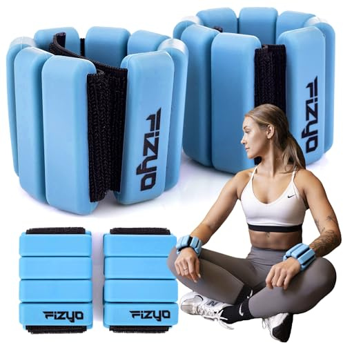 FIZYO Handgelenk & Knöchelgewichte, Gewichtsmanschetten, Pilates Gewichte | Verstellbare Handgelenkgewichte 2er Set für Yoga, Walking, Joggen, Aerobic, Cardio & Krafttraining