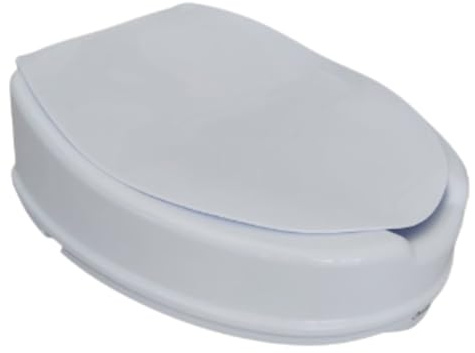 Villaclinic Elevador de inodoro de 10 cms con tapa, Alza de WC, Suplemento para inodoro, Color blanco