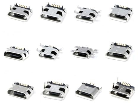Micro USB Connettore Femmina, USB Micro Port Female Solder Plug, USB Jack Connector 5-Pin 12 Modelli Connettore Set, Set di Assortimento di Adattatori di Ricambio per Riparazione USB