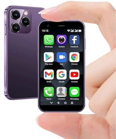 Mini smartphone 4G, schermo HD da 3,0, doppia SIM quad-core, 3+32 GB, telefono per bambini sbloccato da 2000 mAh, telefono tascabile per studenti, piccolo smartphone touchscreen Viola