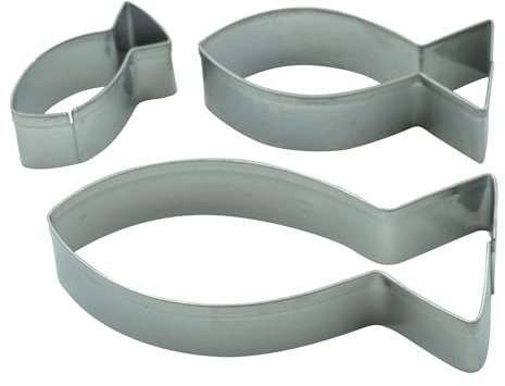 BekkiB - 3-er Set Ausstecher Fische - Spülmaschinengeeignete Fisch-Ausstechformen aus Edelstahl - Perfekt für Plätzchen & Tortendeko - 998518