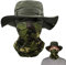 SEFIRST 1 Stück Sonnenhut Fischerhut Herren, 1 Stück Schlauchschal, UPF 50+ Wanderhut Sommerhut Wasserdicht Breiter Krempe Camo Safari Hut Armee Boonie Hut mit Kühlender Outdoor Anglerhu