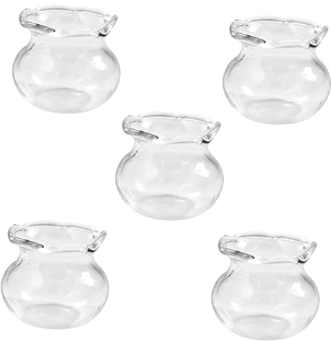 HANABASS Mini Glass Fish Bowls Aquarium Decorations 5Pcs Simulated DIY Accessories for Dollhouse Miniature Scenes