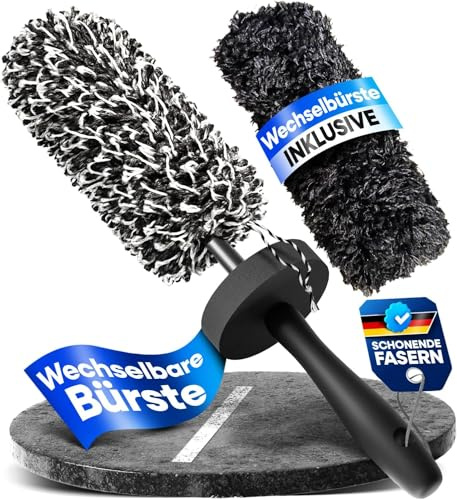 Loco Bird Mikrofaser Felgenbürste Auto 42cm mit Ersatzbezug | schonende Reinigung für alle Autofelgen - Car Wash Set, Auto Bürste, Microfaser Felgen Bürste Alufelgen