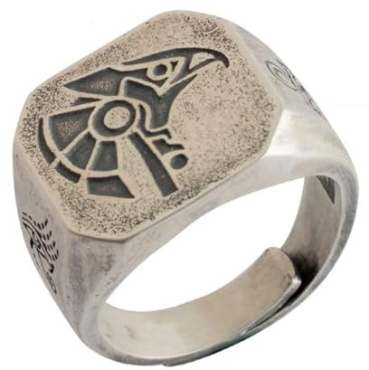 AHTCPO Auge des Horus Ring 925 Silber – Ägyptischer Götterschmuck für Männer, Minimalistischer Unisex Pinky Ring, Mystisches Geschenk(Horus)