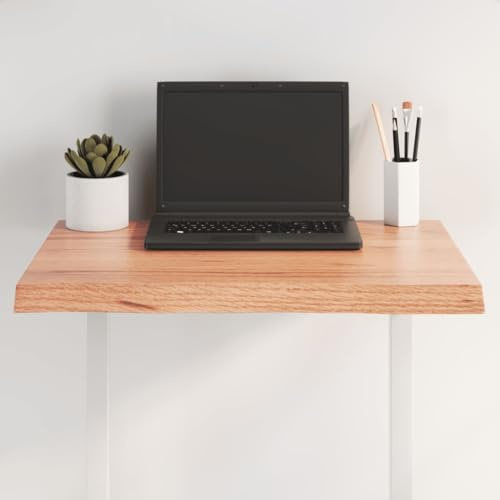 Fangmaliuyun Massivholz Tischplatte 60x60 cm Eiche Naturkante lackiert als Küchenarbeitsplatte und Outdoor Tischplatte für Esszimmer Balkon Café