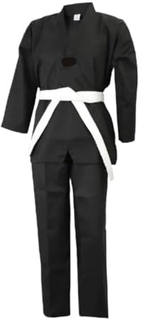 RUWLFE Judo-Anzüge, Kostüme, Kleidung, Weiß, Schwarz, Taekwondo-Uniformen, Karate-Judo-Kleidung, Erwachsene, Unisex, Langarm-Uniform für Sport