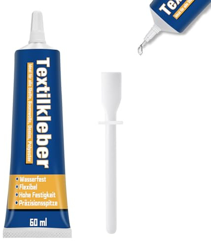 Textilkleber, Transparenter Stoffkleber, Waschmaschinenfest Permanenter Kleber für Stoffe, Textilkleber Extra Stark für Alle Stoffe, Baumwolle, Denim, Flanell, Polyester
