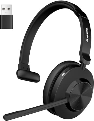 Voistek On-Ear Wireless Headset mit Bluetooth & USB-Dongle – 50 Std. Akkulaufzeit, Geräuschunterdrückendes Mikrofon für klares Telefonieren – Ideal für Home Office, Büro & Callcenter