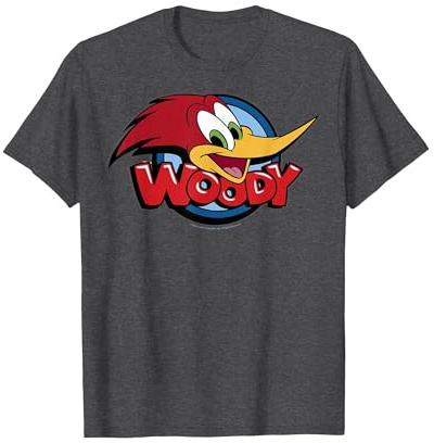 Woody Woodpecker Large Face Logo T-Shirt, Herren, Anthrazit Meliert, L