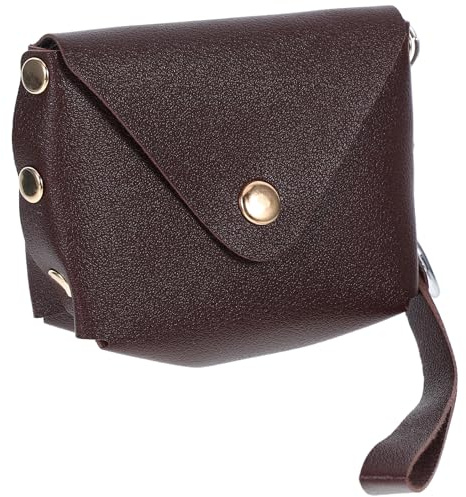 VILLCASE Mini Porte-Monnaie Porte-clés Femme en Cuir PU Marron avec Fermoir Mousqueton, Petit Porte-Cartes Compact, Chaîne Porte-clés pour Paquet, Pochette Porte-Monnaie Portable pour