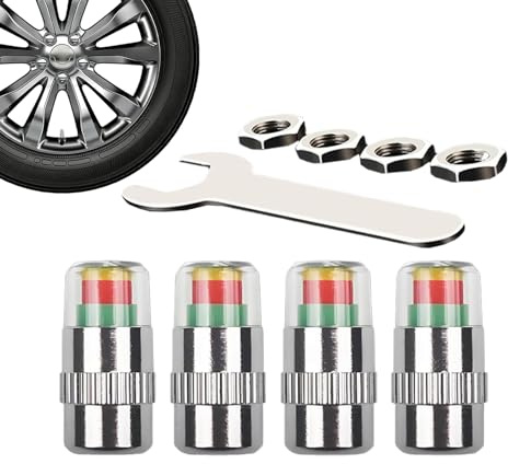 Car Tire Pressure Monitor - Smart 3-Color Indicator,Car Tire Pressure Monitor Valve Stem Caps | for Wheel Stem Nozzle Suv Truck Auto Monitoring Alert