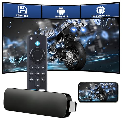 H7 MAX Android TV Stick – Android 16.0, HD Smart TV-Stick, H313 Quad-Core, 2,4-GHz + 5-GHz WLAN & Bluetooth 5.4, Plug-and-Play-TV-Gerät für Heimkino & Reisen (2+16 GB)