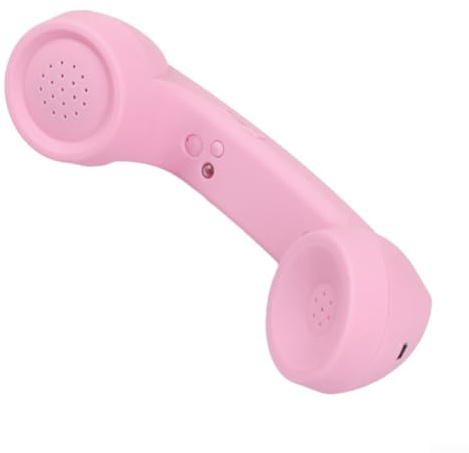 SMZhomeone Kabelloser Bluetooth-kompatibler Retro-Telefonhörer mit Anti-Strahlungs-Design, externem Mikrofon und USB-Ladegerät, für Handys und Computer (Rosa)