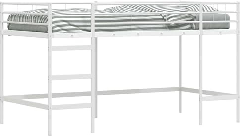 XHNIFBN Kinderloftbett Weiß 90 x 200 cm aus Stahl Modernes Design mit Wandbefestigung platzsparendes Hochbettgestell für Jugend- und Spielzimmer geeignet