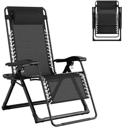 Dripex Chaise Longue Jardin Exterieur, Transat Support 150kg - Noir