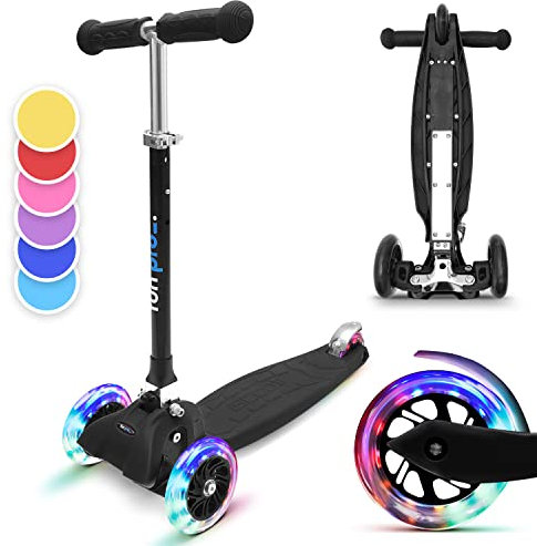 Fun Pro ONE Roller, der Sichere Premium Roller Kinder 3 Jahre, LED Räder, faltbar, ab Kleinkind Junge Mädchen, Kinderroller, 3 4 5 6 Jahre