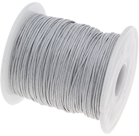 Perlin Wachsband 1mm Gewachste Baumwollschnur Baumwollekordel Schmuck Schnüre Wachs Fäden Wachsfaden Makramee Garn Wachsgarn Perlenschnur 75 Meter für Schmuckherstellung Armbänder (Grau)
