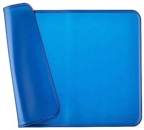 Amazon Basics Tapis de gamelle en silicone étanche pour animaux de compagnie - 61 x 41 cm, Bleu, Unique