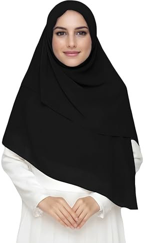 Lina & Lily Premium Chiffon Damen Muslim Hijab Kopftuch Schal Quadrat 145 x 145cm (Schwarz)