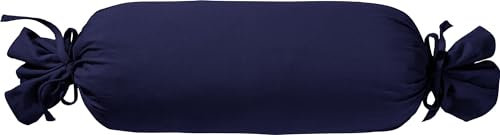 Erwin Müller Nackenrollenbezug Single-Jersey Murnau - dunkelblau Größe 40x15 cm Ø - bügelfrei, strapazierstark, elastisch, mit Bindeband