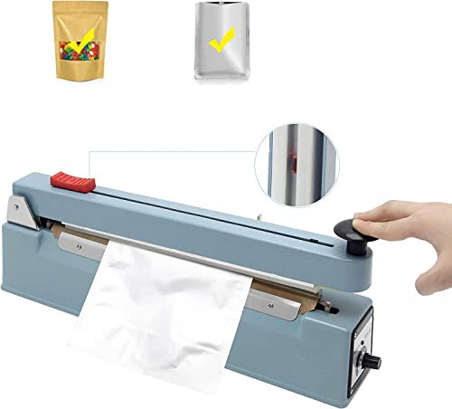 Hanchen Heißsiegelgerät mit Schneider 200mm/7,8 Zoll Heißsiegelmaschine Impulse Heat Sealer 310W für Vliesstoff Mylar Beutel Kraftpapier Beutel Heißsiegelmaterial 220V