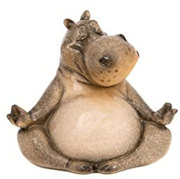 JS Gifts Hippo Yoga Statue Figurine - Zen Meditation Lotus Pose 4.25
