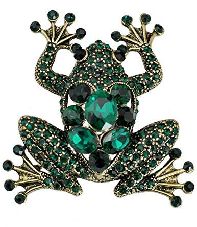 Générique Broche Bijou Acier Grenouille et Strass Cristal Vert., Métal, Métal
