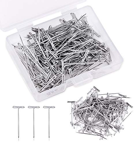 100 Stücke Perücke Nadeln Set, 27mm T Nadeln, T-Form Polsterung Nadeln, T Perücke Nadeln mit Aufbewahrungsbox für Perücke Hellstellung, Nähen, Basteln