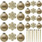 SLEETLY Gold Baubles for Christmas Tree Decorations, Shatterproof Plastic 60mm and 80mm Glitter Snow Balls, Icicles and Snowflakes, Ornament Set of 32