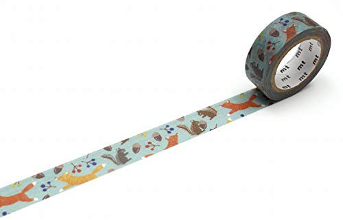 MT Ex Embroidery Fox and Squirrel Washi-Klebeband, 15 mm x 7 m, 1 Rolle