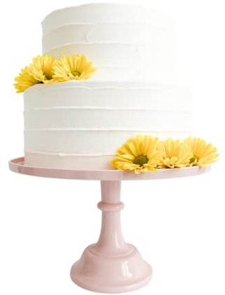 Sprinkles & Confetti 11 Baby Pink Melamine Cake Stand – Durable Dessert Display for Weddings, Showers & Birthdays | Elegant Round Tray for Cakes, Cupcakes & Brunch Tables