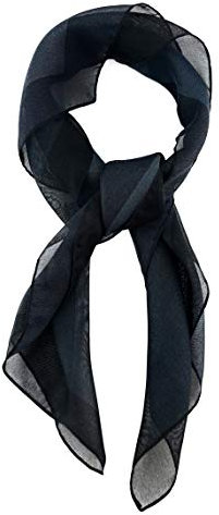 TigerTie Damen Chiffon Nickituch in schwarz pechschwarz mit Bordüre - Größe 58 cm x 58 cm