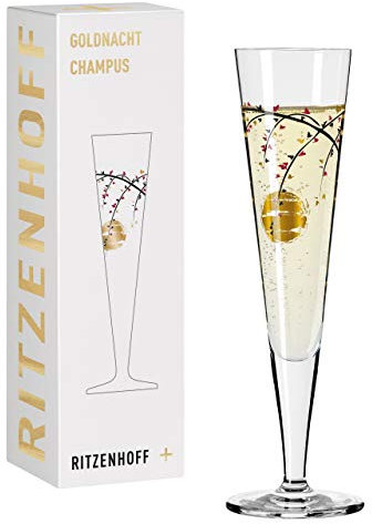 RITZENHOFF 1071014 Champagnerglas 200 ml - Serie Goldnacht Nr. 14 - Edles Designerstück mit Echt-Gold - Made in Germany