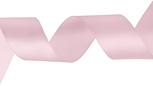 WedDecor Powder Pink Ribbon for Gift Wrapping, 25mm x 25 Metres Double-Sided Satin Polyester Ribbon Roll for Wedding, Christmas, Hair Bow, Crafting, Sewing, Birthday Cake Decoration