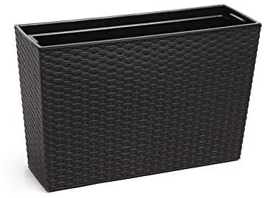 Gordanluk, Rattan Tall Flowerpot with removable liner, Case High Flowerpot, large indoor plant pot, large plant pots outdoor, Trough Planter (Black)