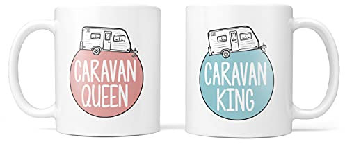 TeHe Gifts Caravan Mug Set King & Queen 2 Mugs