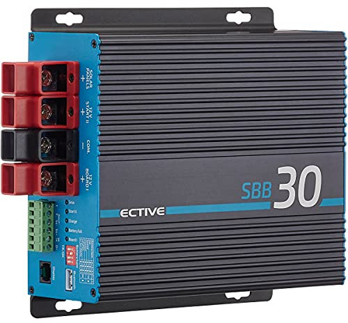 ECTIVE - SBB 30 Solar-Ladebooster 30A 12V auf 12V 250Wp mit MPPT Solarladeregler - DC-DC Battery-to-Battery Ladegerät für AGM/Gel/Nass/LiFePO4 - Lichtmaschine-Ladewandler für Wohnmobil, Auto, Van