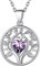 925 Sterling Silver Tree of Life Necklaces Simulated Purple Amethyst February Birthstone Dainty Small Heart Family Tree Pendant Necklace for Women Girls Teens