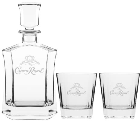 Crown Royal Carafe à décanter à whisky avec 2 verres | Ensemble de carafe à whisky pour homme et femme | Compatible