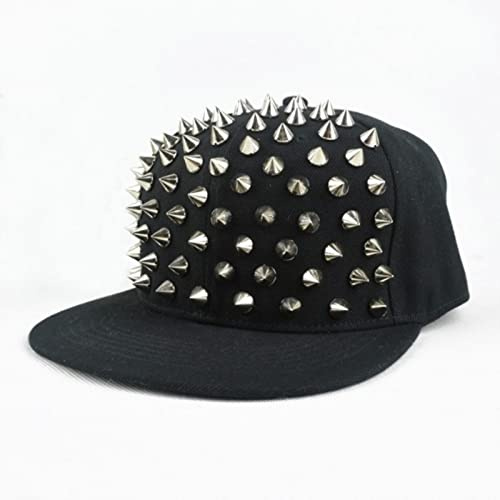 Wdhybwcx Punk Igel Rock Hip Hop Silber Niet Stud Spike Spiky Hat Cap Hip-Hop-Kappen-Silber