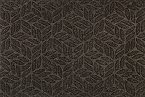DUNE Leaves Dark Brown 60x90cm, innen/außen, waschbar