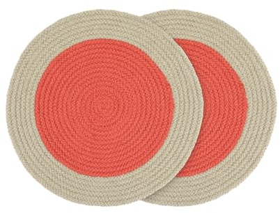 REMEMBER Baumwoll Tischsets Raspberry, 2er Set, Ø 38 cm – Runde Tischsets aus 100% Baumwolle, dekorative Platzsets für Esstisch, schützen Tischoberfläche und Sorgen für farbenfrohe Tischdekoration