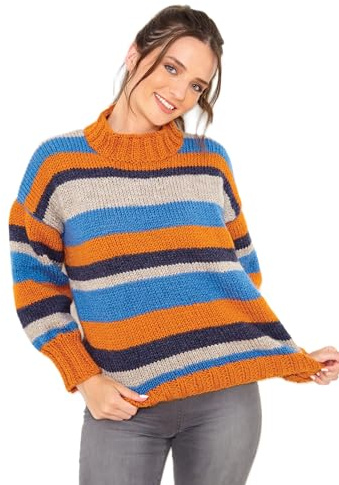 King Cole 5949 Knitting Pattern Womens Easy Knit Striped Sweaters in Big Value Chunky