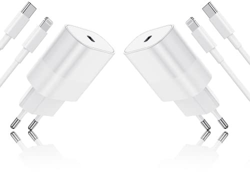 2Pack iPhone Rapide Chargeur Original 【Apple MFi Certifié】 20W USB C Power Delivery Adaptateur Secteur avec 2m Lightning Cable pour iPhone 14/14 Pro/14 Pro Max/13/13 Pro Max/12/SE/11/XR/XS Max/iPad
