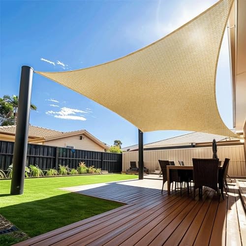 EMEKIAN Rechteck 3,1m x 4m Sun Sonnensegel, UV Block Sonnenschutzdach, Draussen Sand Durchlässige Sonnenschutz Terrassenüberdachung für Gartenanlagen und Aktivitäten im Hinterhof